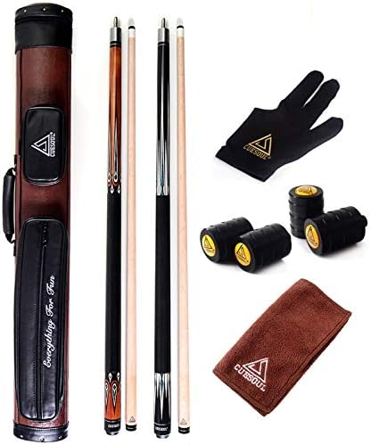 CUESOUL Set of House Bar Pool Cue Sticks Combo - 2 Cue Sticks Packed in 2x2 Hard Pool Cue Case E203
