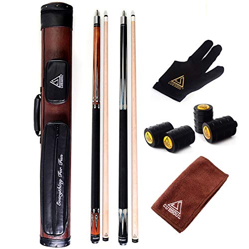 Cuesoul Set Of House Bar Pool Cue Sticks Combo - 2 Cue Sticks Packed In 2X2 Hard Pool Cue Case E203 #TOP29