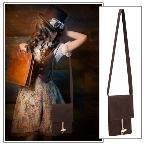 Aliceset Medieval Canvas Shoulder Bag Renaissance Medieval Viking Canvas Shoulder Bag with Horn Buckle Small Pilgrim Pouch4