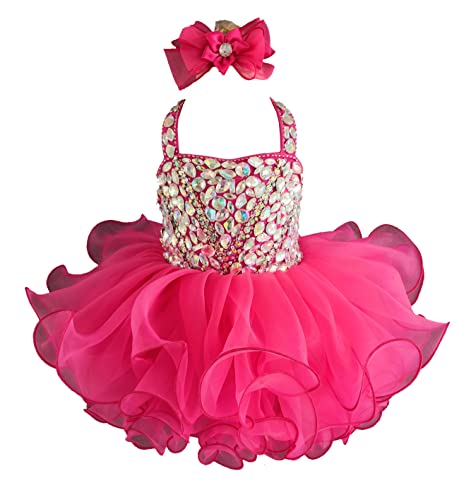 Jenniferwu G128H Infant Toddler Baby Newborn Little Girl's Pageant Party Birthday Dress Hotpink Size 9-12Months #TOP30