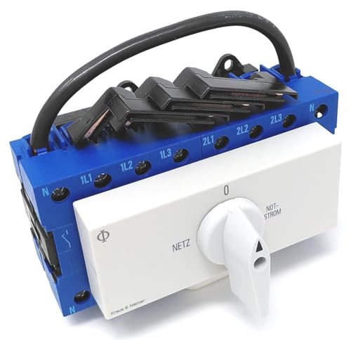 Kraus & Naimer KA63B T904 VE2 + F437 - Interruptor Conmutador de 4 pines 63A con posición de red 0 de emergencia
