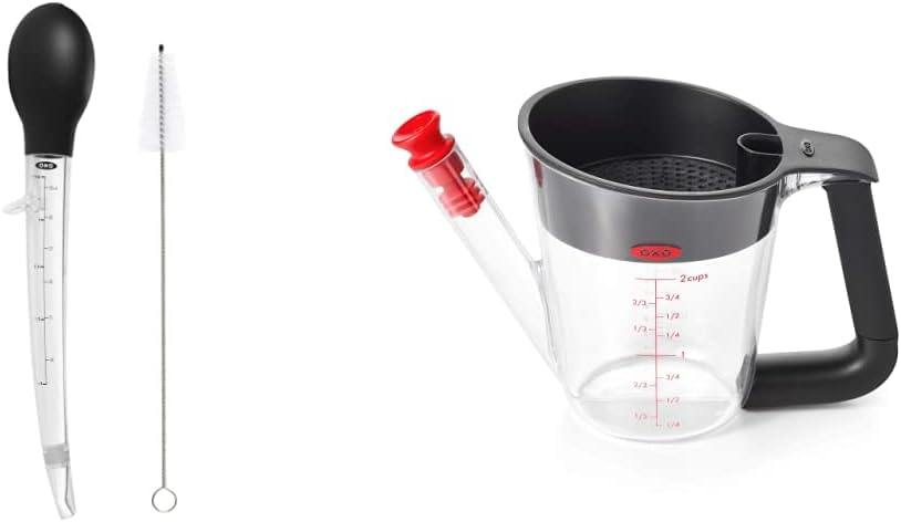 OXO Good Grips Angled Turkey Baster with Cleaning Brush and OXO Good Grips 2 Cup Fat Separator