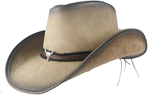 Men Leather Western Cowboy Hat 