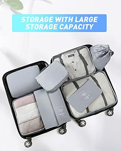 Packing Cubes, 9 PCS Travel Cubes, Save 60% Space Packing Cubes for Suitcases, Travel Bags Organiser, Compression Packing Cubes, Luggage Organiser Bag for Storage, Travel, Camping, Hiking
