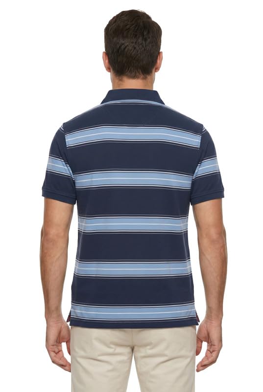 Image of AMERICAN CREW CottonPoly Striped Polo T-Shirt for Men (AC702)