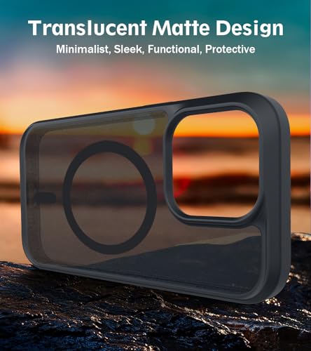 Image of BossKiss Compatible with iPhone 15 Pro Case, [Compatible with Magsafe] [Screen+Camera Protector] Magnetic Translucent Matte Women Men Girl Protective Cover for iPhone 15 Pro 6.1 inch, Titanium Black