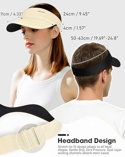 Image of YANIKY Sun Visor Hat for Women,UPF50+ Seamless Sun Hats Men Women Lightweight Sports Cap Stretchy Ponytail Hat for Outdoor