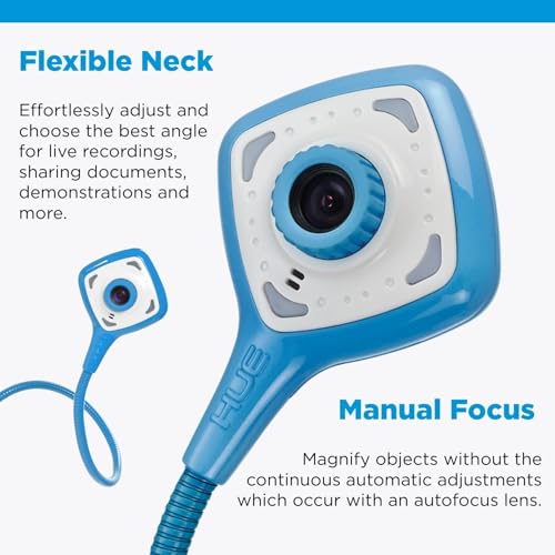 HUE HD Pro Flexible USB 11x17 Document Camera and Classroom Visualizer for Teachers: Built-in Microphone/Lights, Windows, macOS, Chromebook Compatibility (Blue Camera with White Carry Case) - Image 5