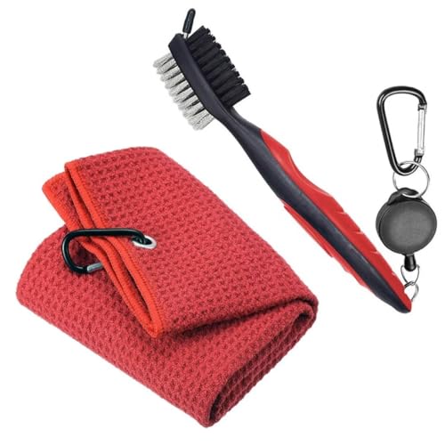Berfea Golf Club Cleaner Brush and Golf Towel Kit,Golf Club Brush and Golf Groove Cleaner Cleaning Kit Tool,Golf Accessories for Men