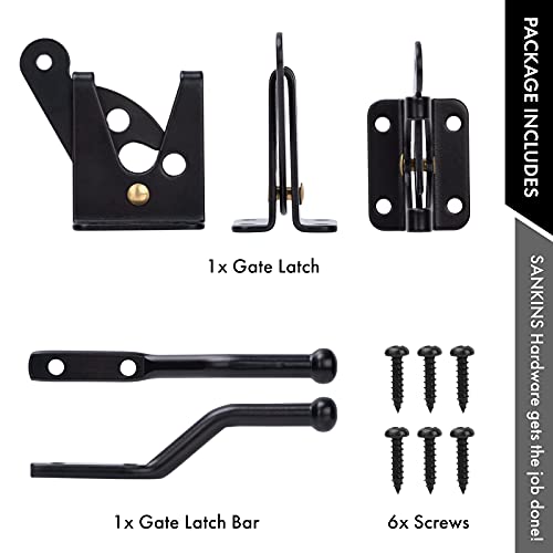 Image of Self Locking Gate Latch Automatic Gravity Lever for Wood Fence Gate, Door Latches, Steel, Black