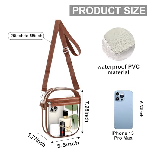 Image of Fibrdoo Clear Crossbody Purse Bag, Clear Bag Stadium Approved with Front Pocket for Concerts Sports Festivals