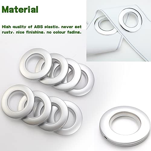 Kinsinder 32 Pcs Curtain Eyelet Rings, Curtain Grommets Round Plastic Rings Inner Diameter 40mm DIY Rings for Window Curtain Shower Curtain