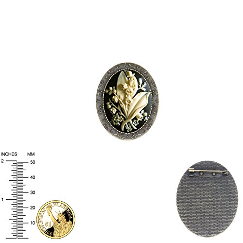 Image of Floral Pin Brooch Antique Brass Flower Decor Fashion Cameo Jewelry Pouch for Gift