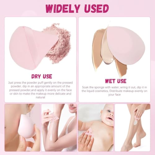 Image of Makeup Sponge and Triangle Powder Puff Combo Set - Beauty Blender for Liquid Foundation & Concealer with Soft Velvet Face Puffs for Loose Powder Baking & Setting Makeup Kit 8 Pcs