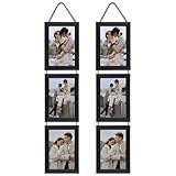 Lavezee 4x6 Collage Picture Frames Set, Black 6 Opening Hanging Vertical Frame Made to Display 4 by 6 Inch Photo Print for Wall Decor, Multiple 4x6 frames for Wedding Birthday Thanksgiving Mother's Day