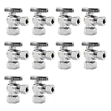 PURAGEIR 10 Pack Angle Stop Valve,1/2" Nominal Comp (5/8"OD Comp,Fits 1/2" Copper Pipe) X 3/8'' OD C