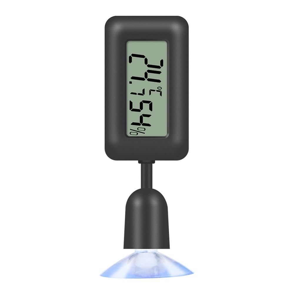 DONGKER Jauge D'humidité de Thermomètre de Reptile,Jauges de Capteur de Température D'affichage LCD Numérique avec Ventouse pour Tortue,Serpent,Lézard,Grenouille,Araignée,Boîte a Plantes