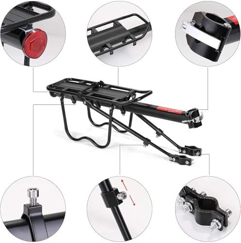 Image of CYBIC Cycle Carrier Aluminum Alloy Adjustable Rear Rack | Universal Fit for 26-Inch Bicycles | 110 Lbs Load Capacity | Quick Release | Reflector | Side Guards | Heavy-Duty Build