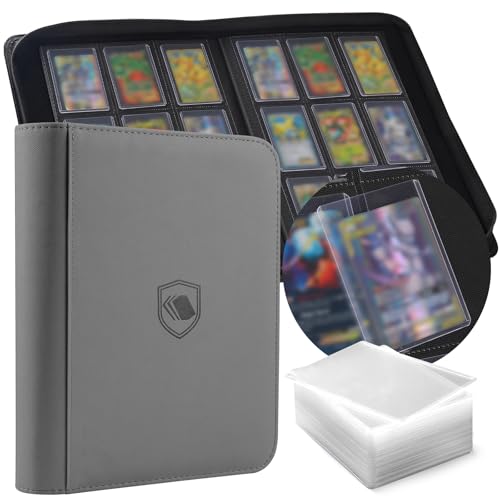 Image of Top Loader Binder 9 Pocket, Holds 360 Toploaders, 100 Toploaders INCLUDED | Toploader Binder for 3 inch x 4 inch Rigid Toploaders, Trading Card Binder for TCG, MTG, Sport Cards, PU Leather Cover, Side Loading