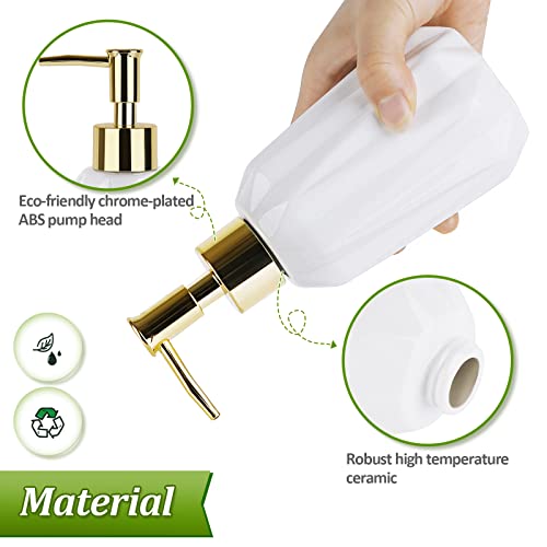 Image of 14OZ Hand Soap Dispenser for Bathroom and Kitchen, Ceramic (New White) | Refillable Hand Soap Dish Soap Dispenser, Great for Kitchen Sink, Liquid, Essential Oil & Lotion, Pump Dispenser Bottle