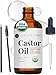 Castor Oil (2oz) USDA Certified Organic, 100% Pure, Cold Pressed, Hexane Free by Kate Blanc. Stimulate Growth for Eyelashes, Eyebrows, Hair. Lash Growth Serum. Brow Treatment. FREE Mascara Starter Kit