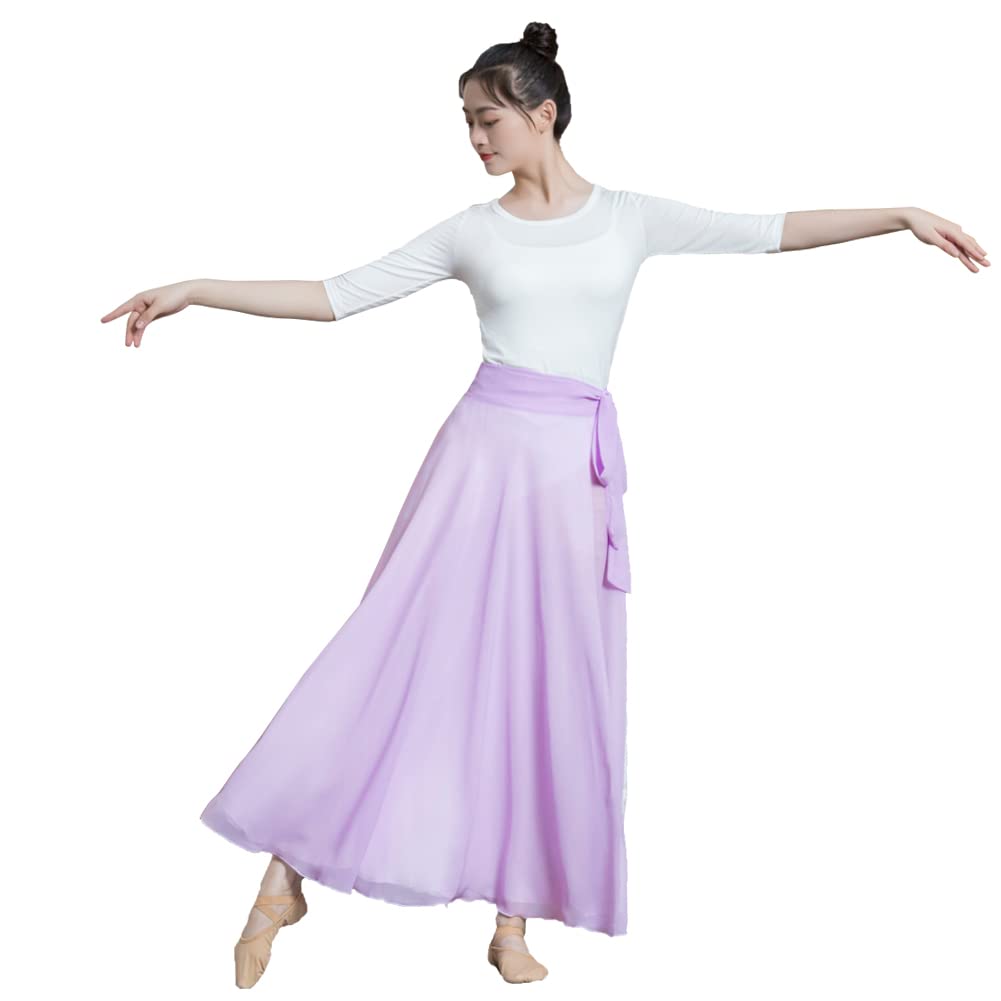 ROYAL SMEELA Lyrischer Tanzrock für Damen, langer Ballett-Wickelrock, fließender Maxirock für Ballerina, moderner zeitgenössischer Tanzrock