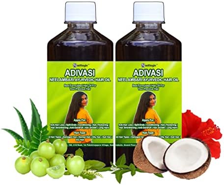 Adivasi Neelambari Herbal Hair Oil 1000ml, Natural Herbs And Roots Oil, No Side Effects (Pack Of 2)