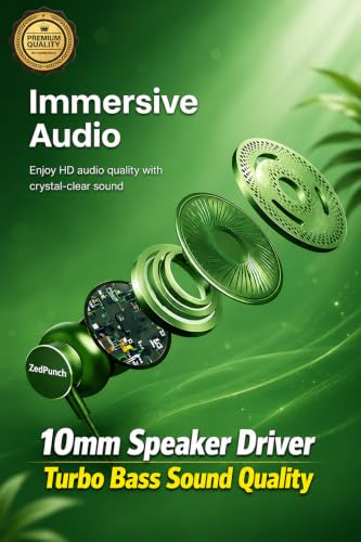 Image of Gaming Type-C Wired Earphone with Mic, 10mm Dynamic Bass Driver, Magnetic in-Ear Headphones, Low Latency Sound for Gaming, 1 Button Control, HD Calling, Voice Assistant, (Light Green)