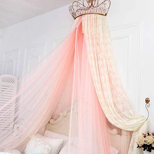 HOMEJYMADE Lace Princess Bed Canopy,Crown Dome Mosquito net Nordic in The Polyester Dome Bed Canopy-B 2.0m