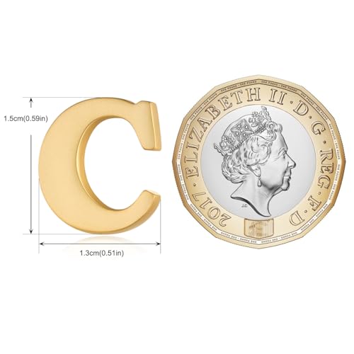 Image of HONEY BEAR Mens Womens Initial Alphabet Letter Lapel Pins Collar Badge Brooches for Business Wedding Graduation Gift Matte Gold 0.59 inches