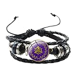 Qualitativ hochwertig Sizilianisches Trinacria-Lederarmband mit Glasknopf, schwarz, gewebte Armbänder für Männer und Frauen