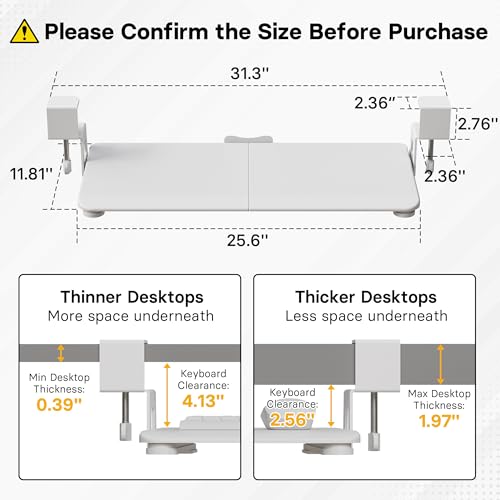 image for BONTEC KMT01 Under Desk Keyboard Tray, Pull-Out Keyboard & Mouse Platf