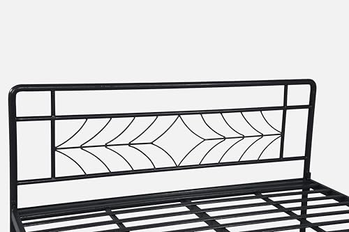 Image of Vara Metal King Size Bed Without Storage | Wrought Iron Double Bed with Headboard & Footboard | Sturdy Powder Coated Platform Bed King Size Cot for BedroomLivingRoom Black (75x72)