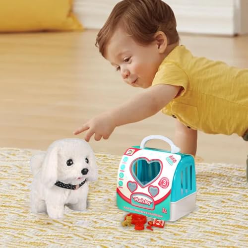 Cachorro robot peluche electrónico interactivo con movimiento de cola para niños y mayores 2