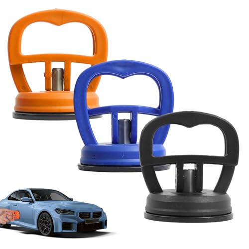 Nangilo Car Dent Puller, 3 Pcs Dent Puller, Car Dent Puller Kit, Dent Removal Kit, Car Dent Remover, Small Dent Puller for Auto Body Repair, Glass, Tiles & Object Moving (Orange, Black,Blue)
