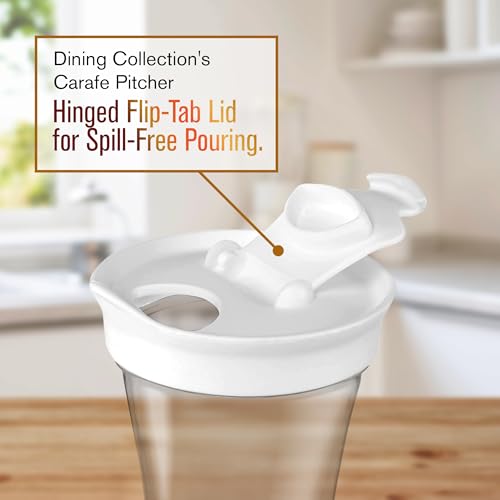 Dining Collection Plastic Carafe with White Flip Top Lid – 36 oz, 12 Pack Clear Pitchers for Water, Juice, Iced Tea & Parties – Beverage Containers Jars Bottles for Mimosa Bar, Milk, or Drink Serving