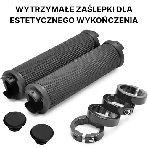Grenhaven 1 Para Uchwytów Rowerowych do BMX, MTB i Roweru Miejskiego, Antypoślizgowe Gripy z Systemem Lock-on, Średnica 22 mm, Rączki do Hulajnogi, Cruisera i Roweru Górskiego, Czarny