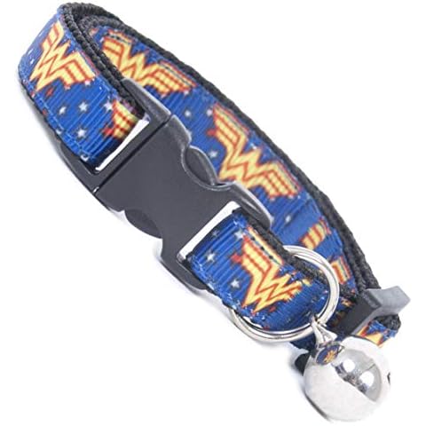 Cool Cat Collars Wonder Woman Safety Buckle | Quick Release | Collar with Bell Cover