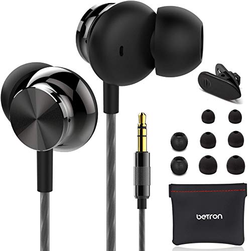 Betron BS10 Earphones, In Ear Headphone, Noise Isolating Earbuds, Powerful Bass Sound, 3.5mm Jack Compatible with iPhone, iPad, iPod, Samsung, Nokia, HTC, Mp3 Players etc, Black