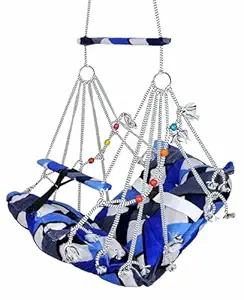 TSUKOMOTO Cotton Jhula Chair for Kids Baby's Children Folding and Washable 1-8 Years with Safety Belt - Home,Garden Jhula for Babies | Jhula for Kids | Baby Hanging Jula (Multicolor)