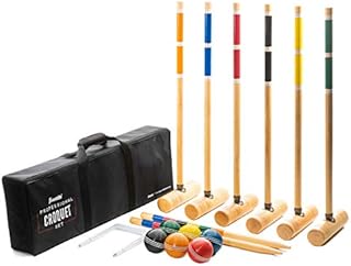 Franklin Sports Croquet Sets, Includes Wood Mallets and Stakes, All Weather Balls and Metal Wickets, Carry Case Included, Professional