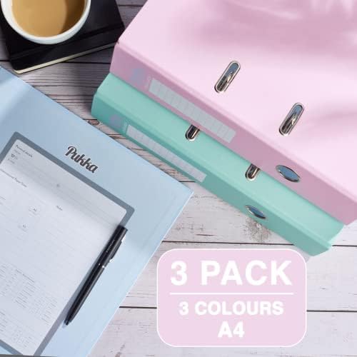 Pukka Pad A4 Pastel Lever Arch Files 70mm - Pink, Blue, Green - Pack 3