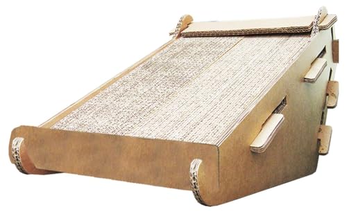 Arranhador para Gatos em Papelão Ondulado, 49x29x27 cm, Inclinado com Suportes Laterais