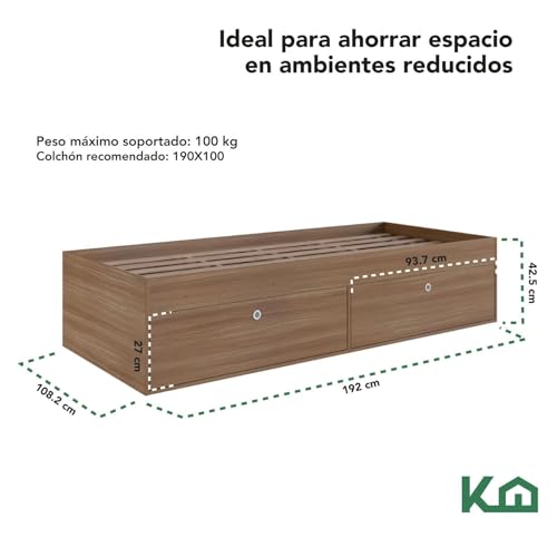 El Mejor Listado de Base para Cama Individual Con Cajones - los más vendidos. 6 Imagen adicional