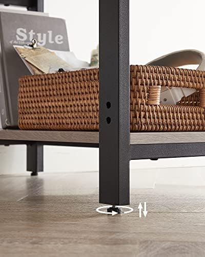 VASAGLE Computer Desk, Writing Desk with 2 Shelves on Left or Right, Work Table for Office Living Room, Steel Frame, Industrial, Greige and Black LWD47MB