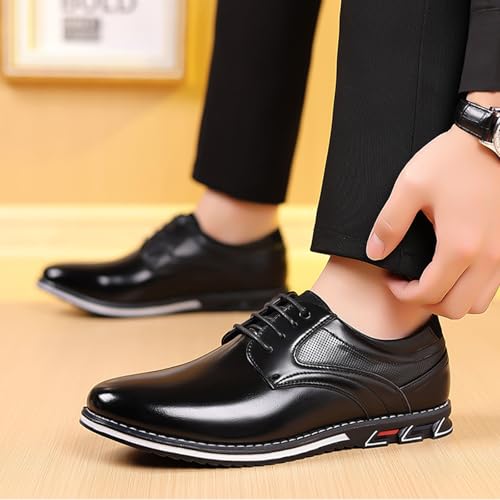 Men's Leisure Dress Oxford Sneakers Comfort Round Toe Lace Up Anti-Slip Lug Sole Classic Derby Shoes for Business Office Driving Walking Shoes4