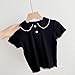 T Shirts for Girls,Toddler Girls Button Basic Tee Shirt Cute Ruffle Trim Babydoll Short Sleeve Blouse Summer Trendy Textured Tops 6M-8Y