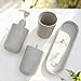 LGURT-4-piece Bathroom Accessories Set, with Toothbrush Holder, Lotion soap Dispenser, Qtip Holder Dispenser and Vanity Tray, Sleek Counter Storage for Bathroom Vanity (Gray)