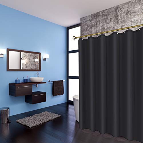Biscaynebay Hotel Quality Fabric Shower Curtain Liner 72 Inch By 72 Inch, Black Water Resistant Bathroom Curtains Rust Resistant Grommets & Weighted Bottom Hem Machine Washable #TOP2