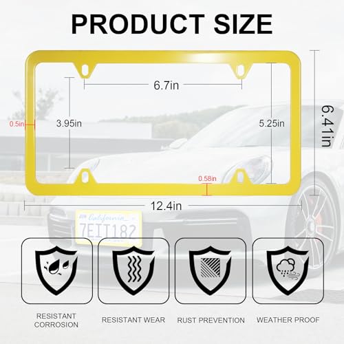 image for LivTee 4 Holes Stainless Steel License Plate Frames, 2 PCS Car Licence